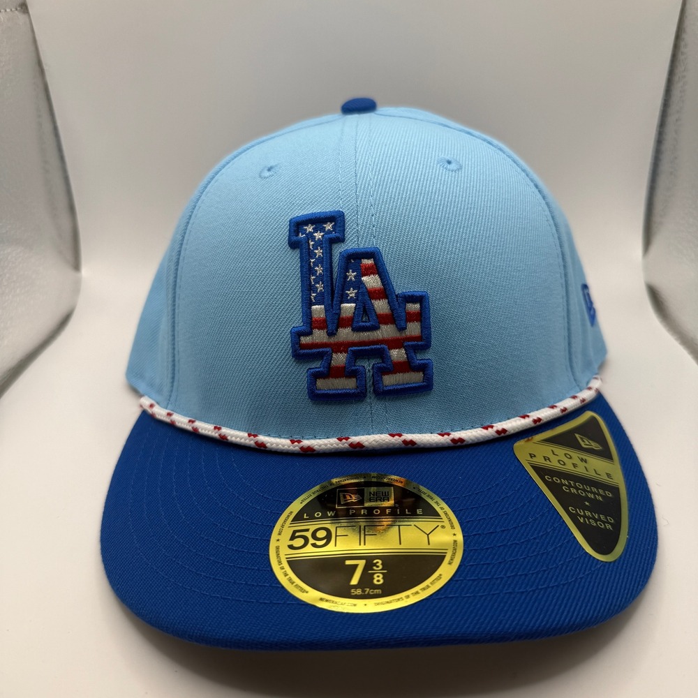 New Era 59FIFTY Low Profile LA Dodgers July 4th Hat 7 3/8 60672777 Light Blue